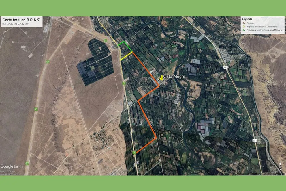 Así será el desvío mientras dure la obra en la ruta provincial 7.