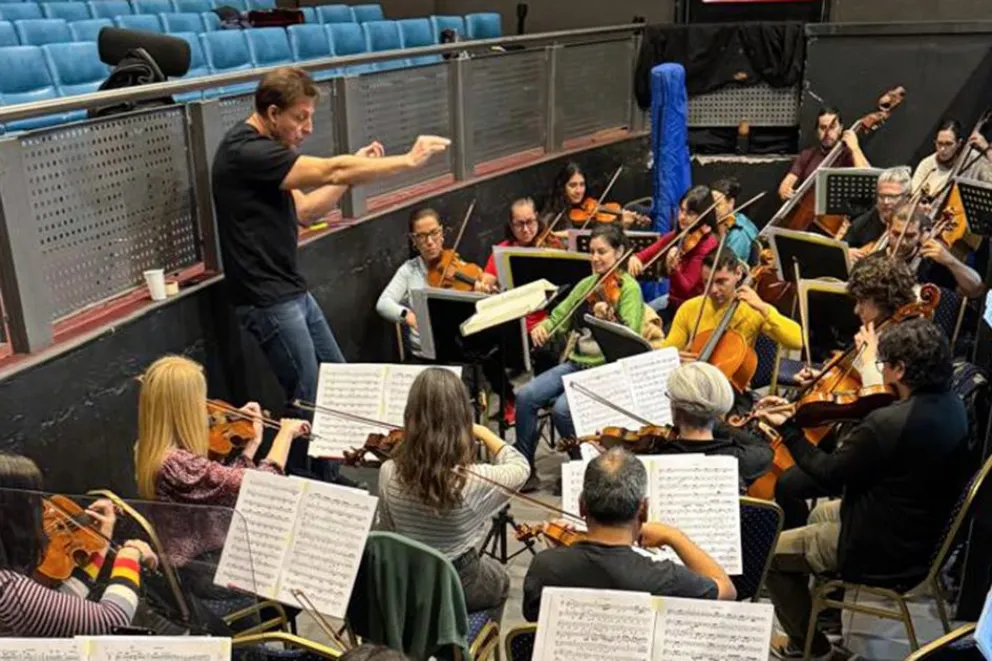 En pleno ensayo para los conciertos del fin de semana.