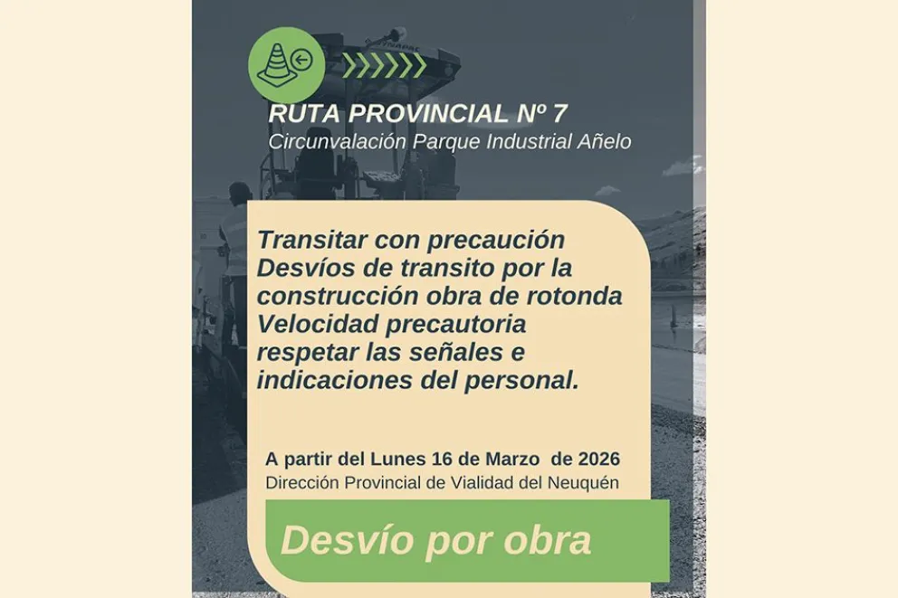 Recomiendan circular con precaución por obras en la ruta provincial 7